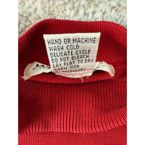 Windrige Cheryl Nash Size L Silk Mock Neck Sweater Red Long Sleeve Outdoor - Picture 6 of 7